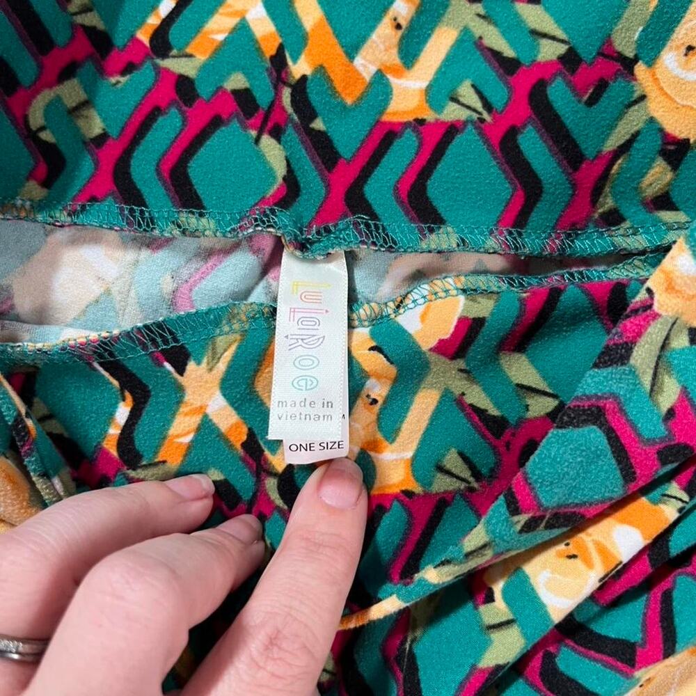 Geometric Floral Wild Unique Eclectic vibrant printed buttery Lularoe legging - Picture 5 of 5